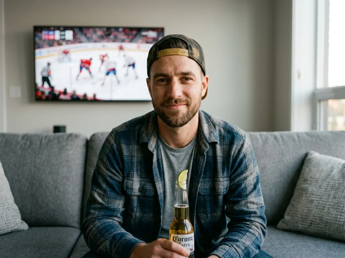 Craig with a Corona at home in Hamilton
