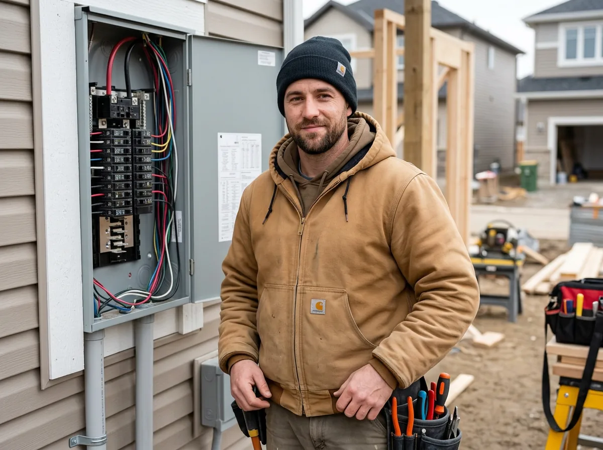 Craig on the job as an electrician