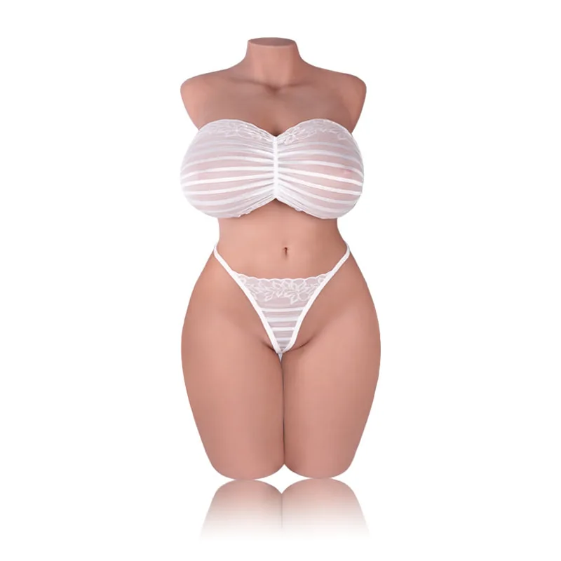 Tantaly Monroe 2.0 torso doll in white lingerie, full front view, maker photo